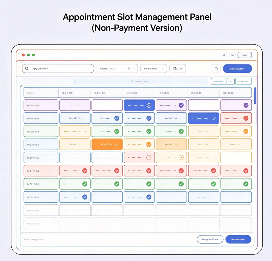 Appointment Slot Management Panel HTML Template (Non-Payment Version)
